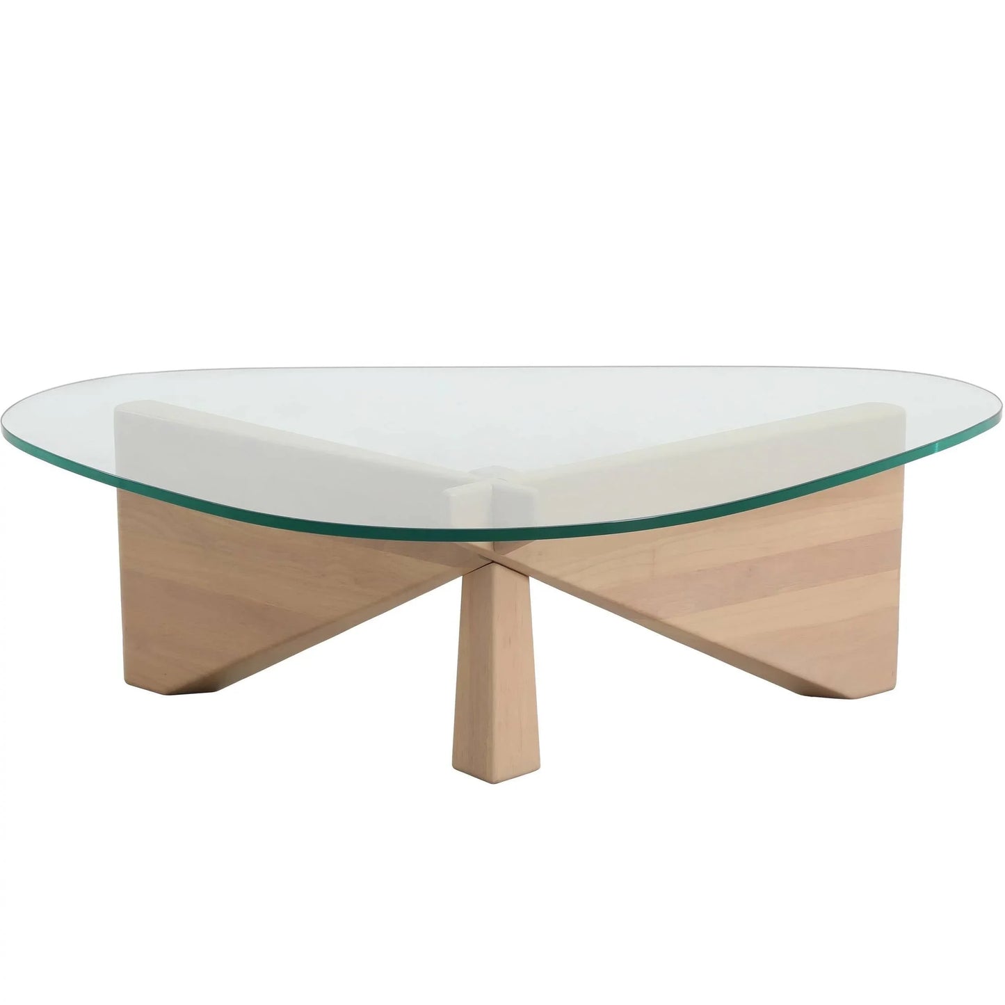Imperial Triangular Coffee Table with a Glass Tabletop and Wood Base - Elax Furniture