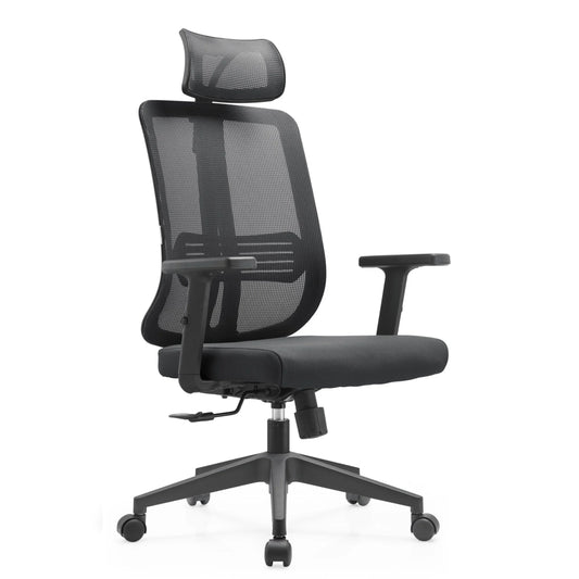 Nift Adjustable Upholstered Office Chair with Foam Filled Seat and Mesh Back and Headrest - Elax Furniture