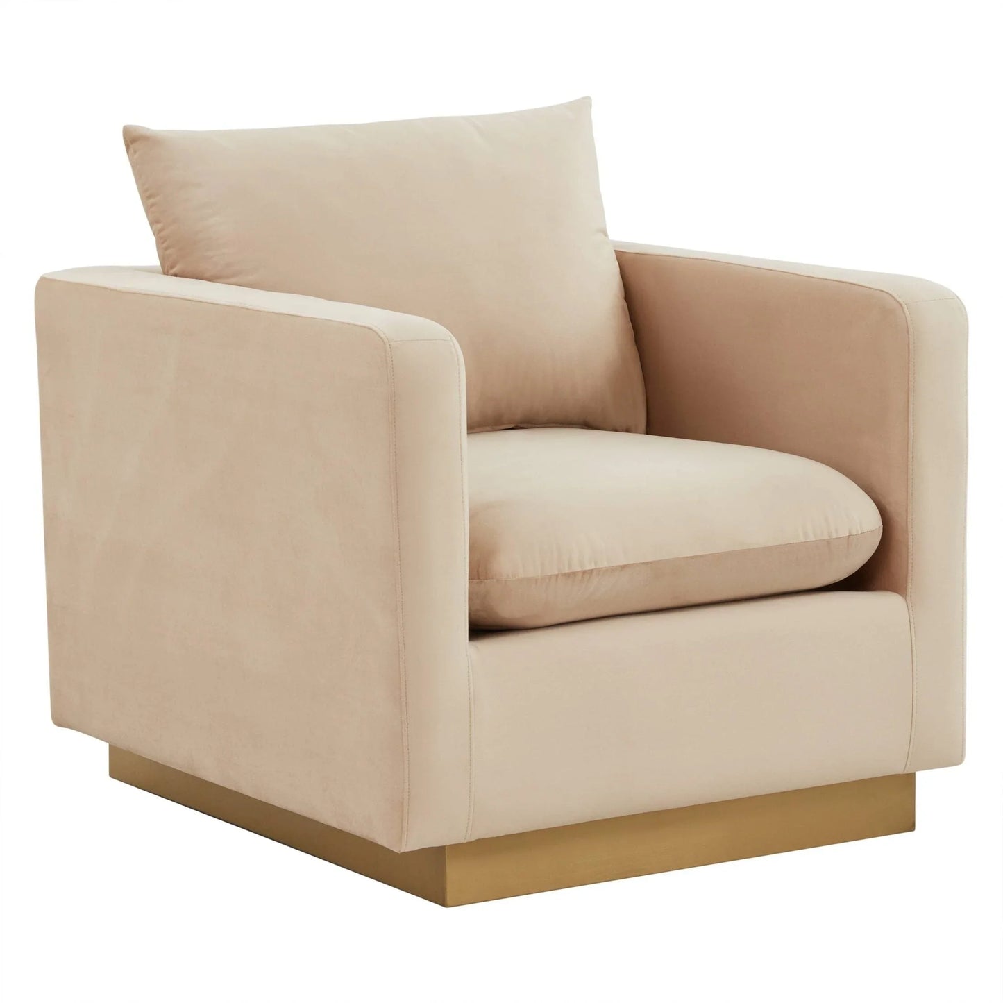 Nervo Modern Mid-Century Upholstered Velvet/Leather Accent Chair with Gold Base - Elax Furniture