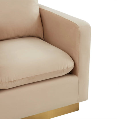 Nervo Modern Mid-Century Upholstered Velvet/Leather Accent Chair with Gold Base - Elax Furniture