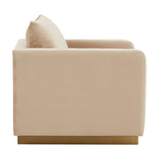 Nervo Modern Mid-Century Upholstered Velvet/Leather Accent Chair with Gold Base - Elax Furniture