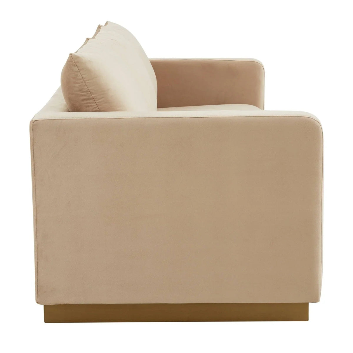 Nervo 3-Seater Velvet/Leather Full Sofa with Gold Stainless Steel Base - Elax Furniture