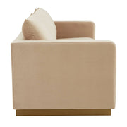 Nervo 3-Seater Velvet/Leather Full Sofa with Gold Stainless Steel Base - Elax Furniture