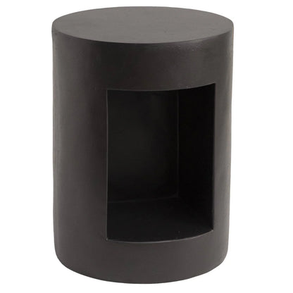 Nook 14" Wide Round Fiberstone Side Table With Open Storage Compartment - Elax Furniture