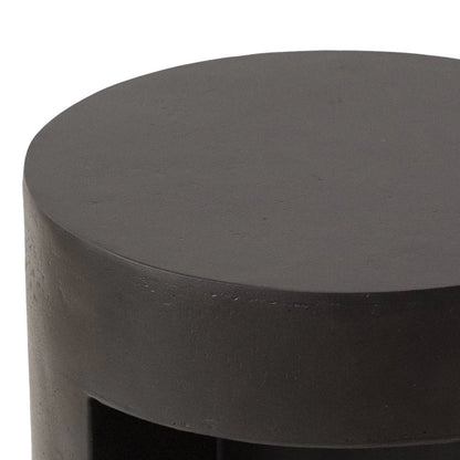 Nook 14" Wide Round Fiberstone Side Table With Open Storage Compartment - Elax Furniture