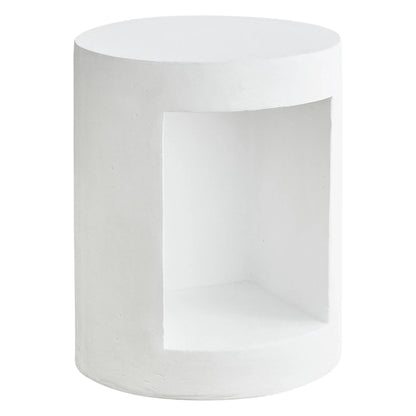 Nook 14" Wide Round Fiberstone Side Table With Open Storage Compartment - Elax Furniture