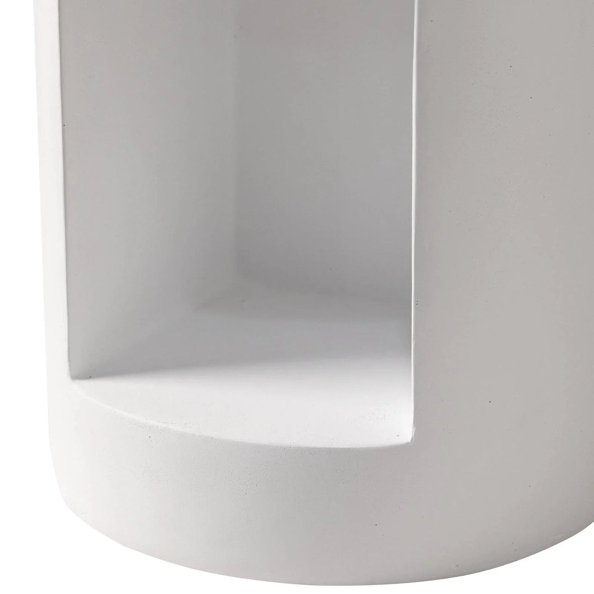Nook 14" Wide Round Fiberstone Side Table With Open Storage Compartment - Elax Furniture