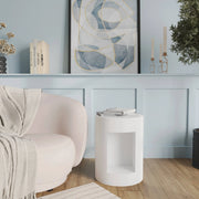 Nook 14" Wide Round Fiberstone Side Table With Open Storage Compartment - Elax Furniture