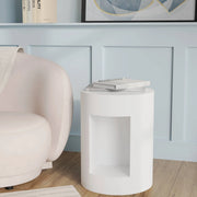 Nook 14" Wide Round Fiberstone Side Table With Open Storage Compartment - Elax Furniture