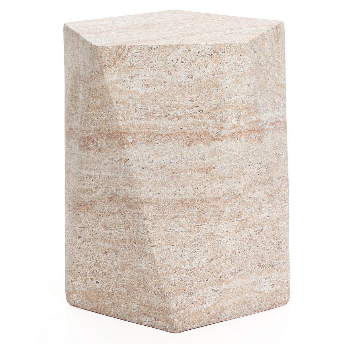Nexovo Modern Round Fiberstone Side Table – Indoor Outdoor Accent Table