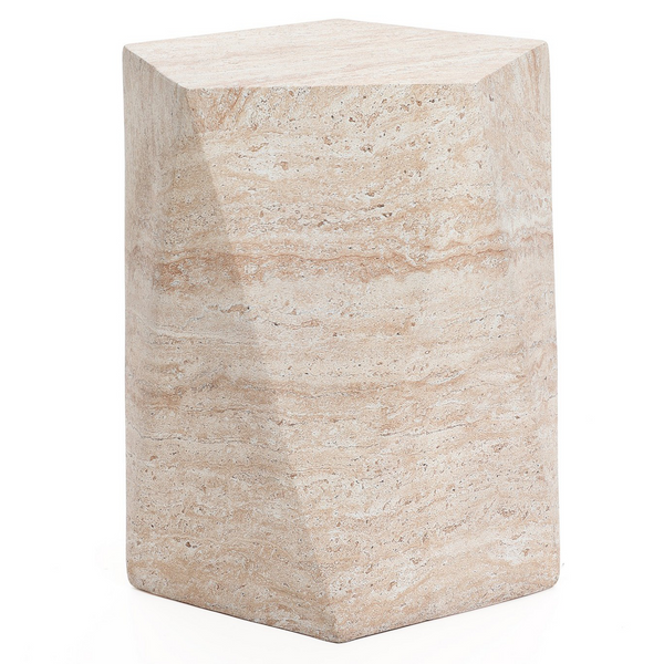 Nexovo Modern Round Fiberstone Side Table – Indoor Outdoor Accent Table