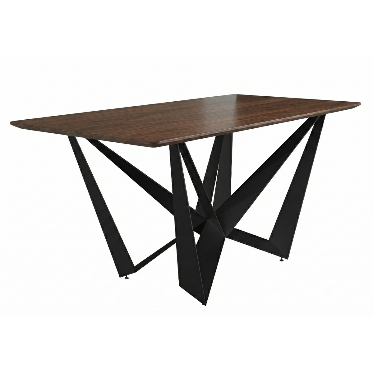 Nuvor Dining Table with Rectangular Sintered Stone/Glass Tabletop and Black Steel Legs