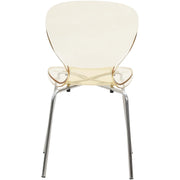 LeisureMod 5-Piece Dining Set Round White MDF Dining Table and 4 Acrylic Dining Chairs with Chrome Legs - Elax Furniture