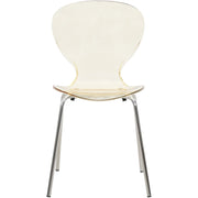 LeisureMod 5-Piece Dining Set Round White MDF Dining Table and 4 Acrylic Dining Chairs with Chrome Legs - Elax Furniture