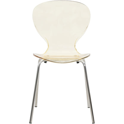 LeisureMod 5-Piece Dining Set Round White MDF Dining Table and 4 Acrylic Dining Chairs with Chrome Legs - Elax Furniture