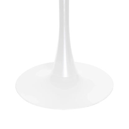 LeisureMod 5-Piece Dining Set Round White MDF Dining Table and 4 Acrylic Dining Chairs with Chrome Legs - Elax Furniture