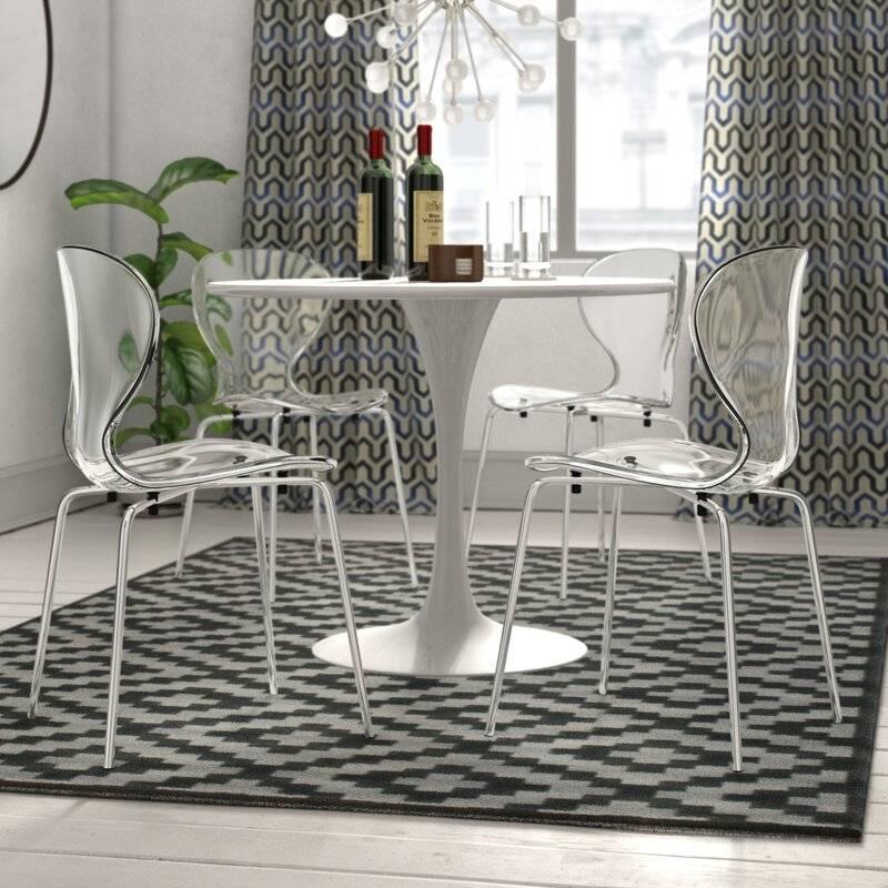 Oyster Modern Dining Side Chair with Chrome Legs - Elax Furniture