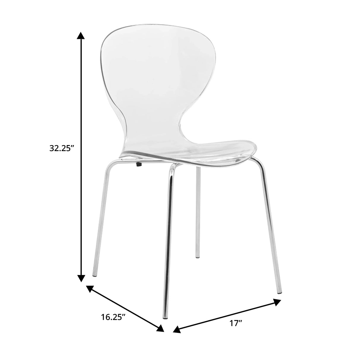LeisureMod 5-Piece Dining Set Round White MDF Dining Table and 4 Acrylic Dining Chairs with Chrome Legs