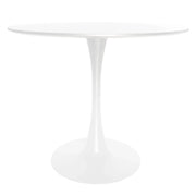 LeisureMod 5-Piece Dining Set Round White MDF Dining Table and 4 Acrylic Dining Chairs with Chrome Legs