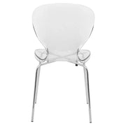 LeisureMod 5-Piece Dining Set Round White MDF Dining Table and 4 Acrylic Dining Chairs with Chrome Legs
