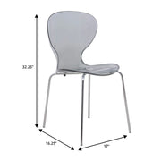 LeisureMod 5-Piece Dining Set Round White MDF Dining Table and 4 Acrylic Dining Chairs with Chrome Legs