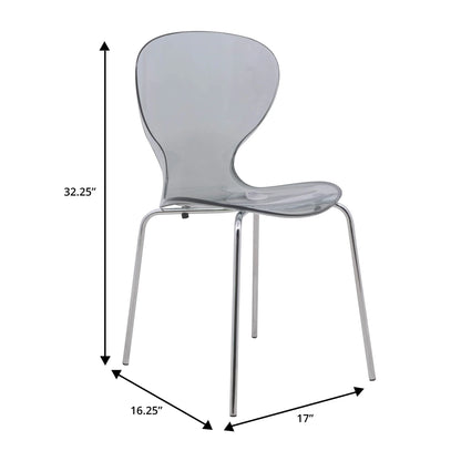 LeisureMod 5-Piece Dining Set Round White MDF Dining Table and 4 Acrylic Dining Chairs with Chrome Legs