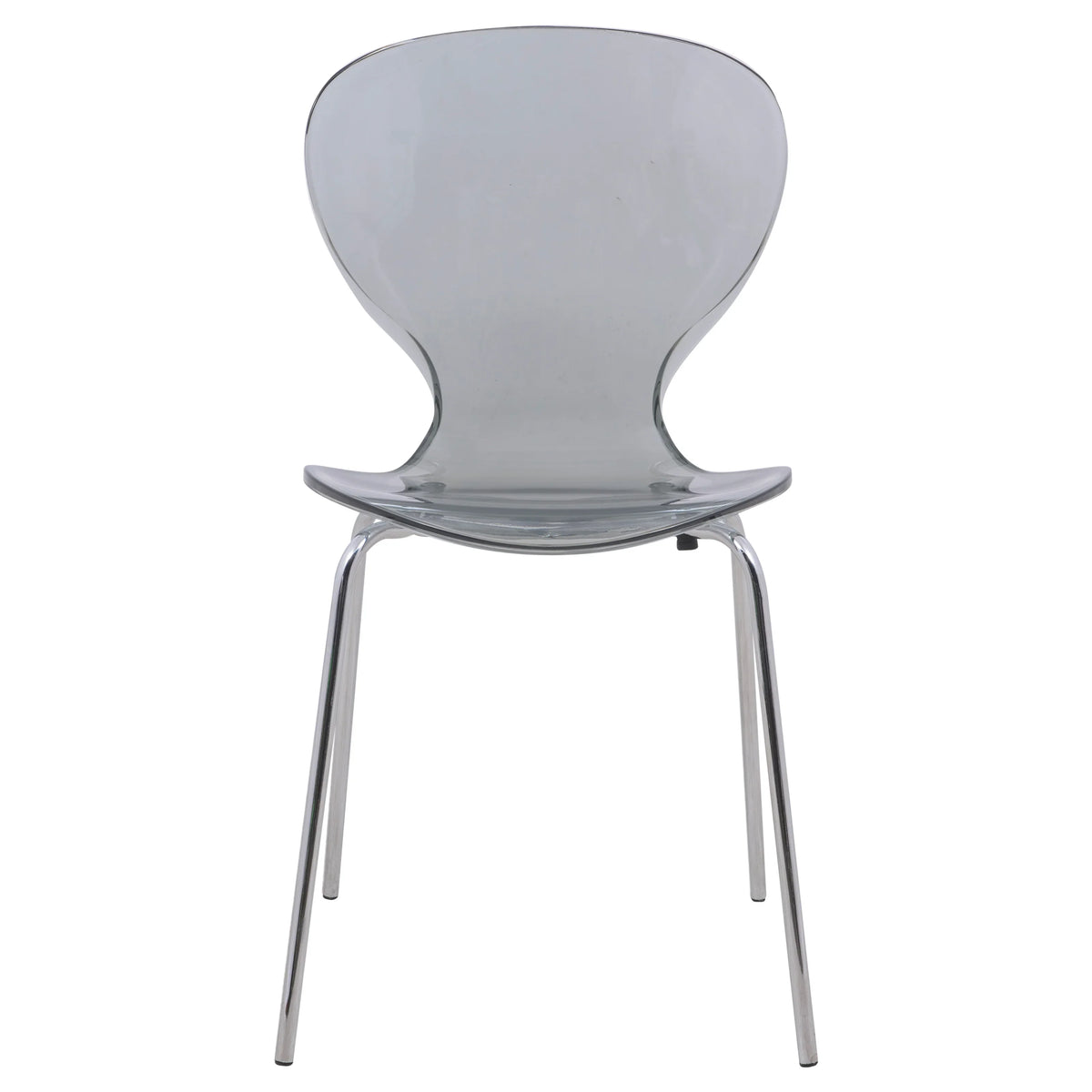 LeisureMod 5-Piece Dining Set Round White MDF Dining Table and 4 Acrylic Dining Chairs with Chrome Legs