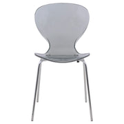 LeisureMod 5-Piece Dining Set Round White MDF Dining Table and 4 Acrylic Dining Chairs with Chrome Legs