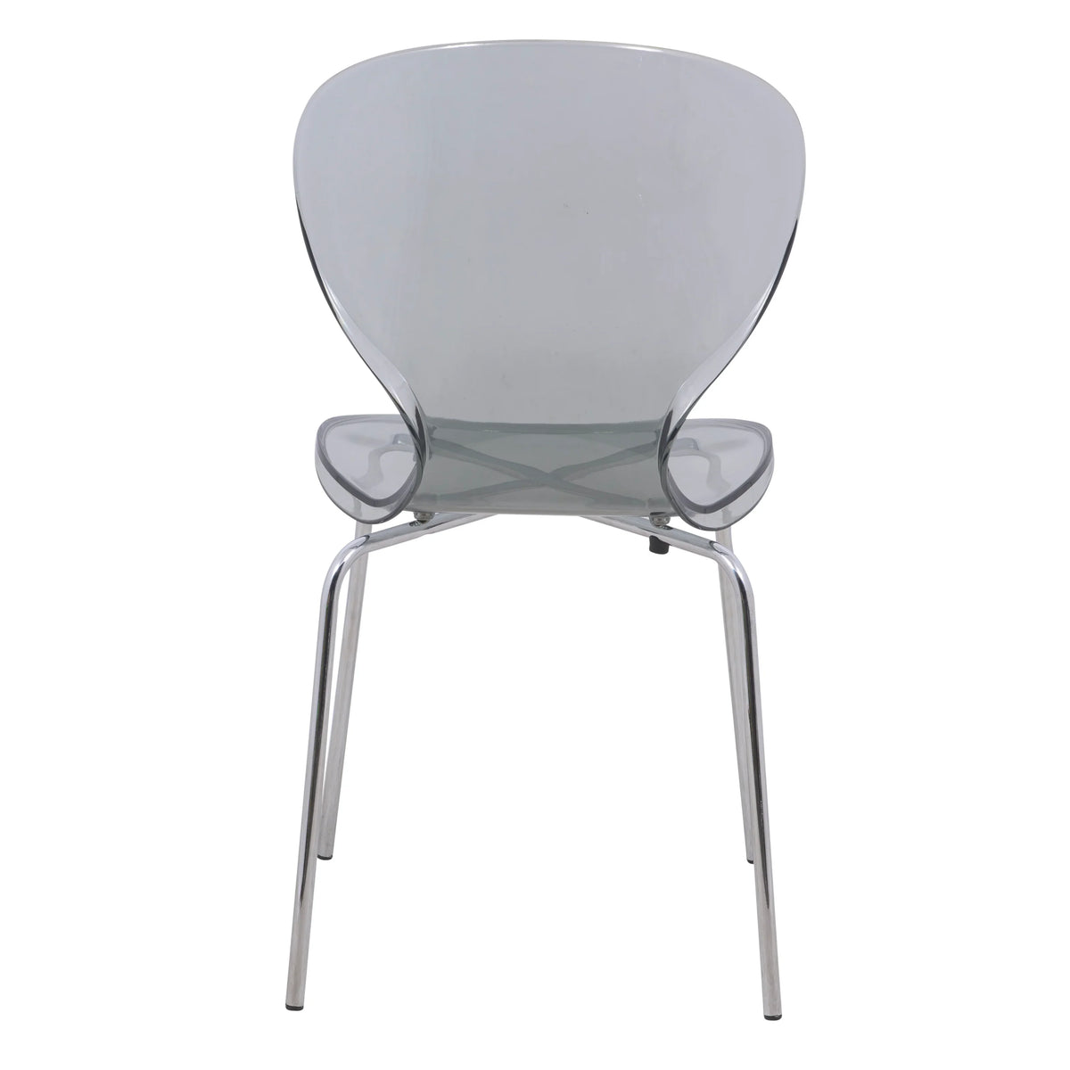 LeisureMod 5-Piece Dining Set Round White MDF Dining Table and 4 Acrylic Dining Chairs with Chrome Legs