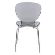 LeisureMod 5-Piece Dining Set Round White MDF Dining Table and 4 Acrylic Dining Chairs with Chrome Legs