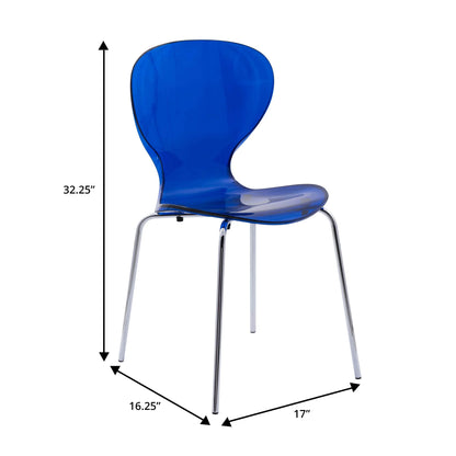 LeisureMod 5-Piece Dining Set Round White MDF Dining Table and 4 Acrylic Dining Chairs with Chrome Legs