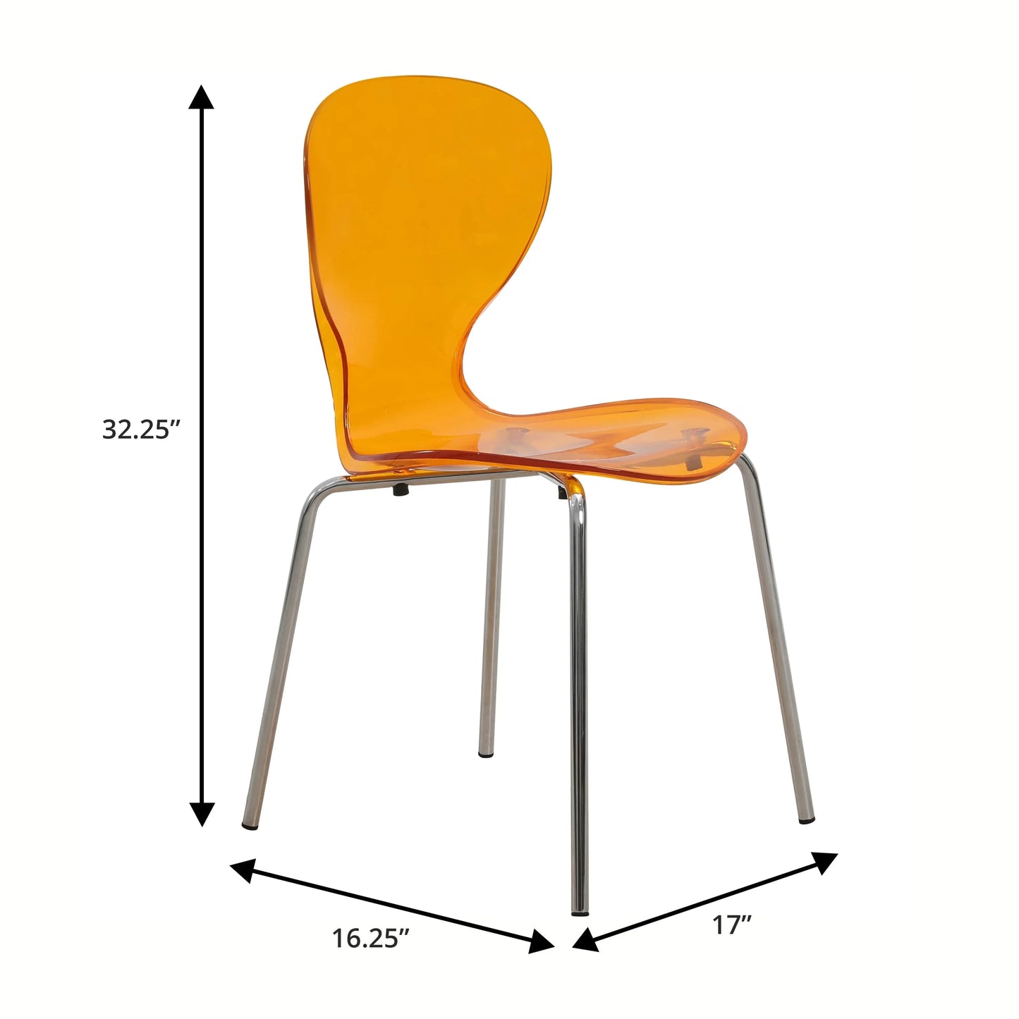 LeisureMod 5-Piece Dining Set Round White MDF Dining Table and 4 Acrylic Dining Chairs with Chrome Legs