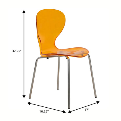 LeisureMod 5-Piece Dining Set Round White MDF Dining Table and 4 Acrylic Dining Chairs with Chrome Legs