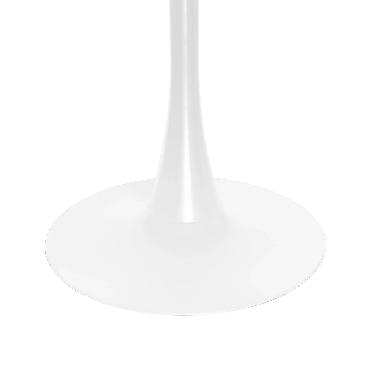 LeisureMod 5-Piece Dining Set Round White MDF Dining Table and 4 Acrylic Dining Chairs with Chrome Legs