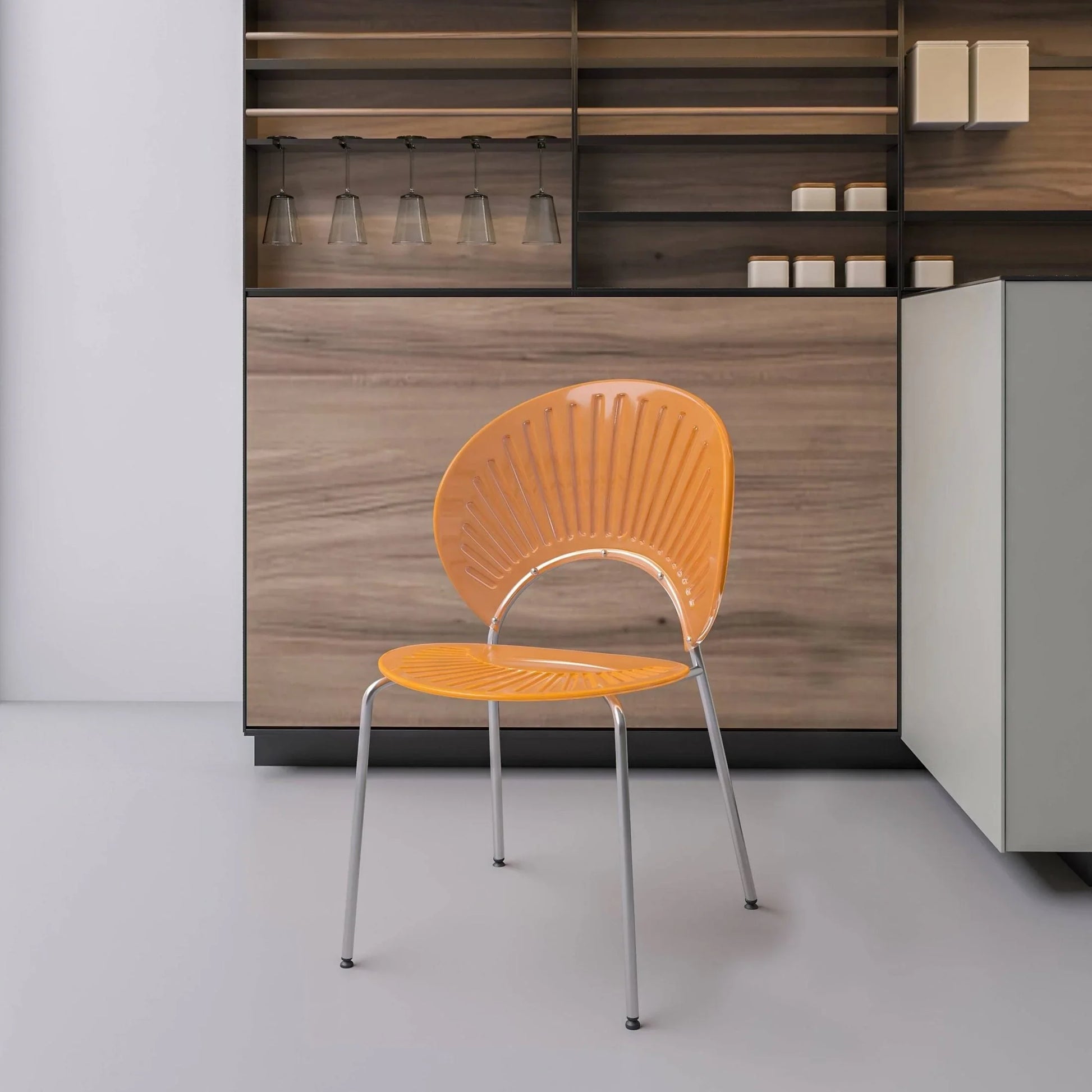 Opulent Modern Plastic Dining Chair in Chrome Metal Legs - Elax Furniture