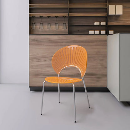 Opulent Modern Plastic Dining Chair in Chrome Metal Legs - Elax Furniture