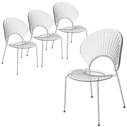 Opulent Modern Plastic Dining Chair in Chrome Metal Legs Set of 4 - Elax Furniture
