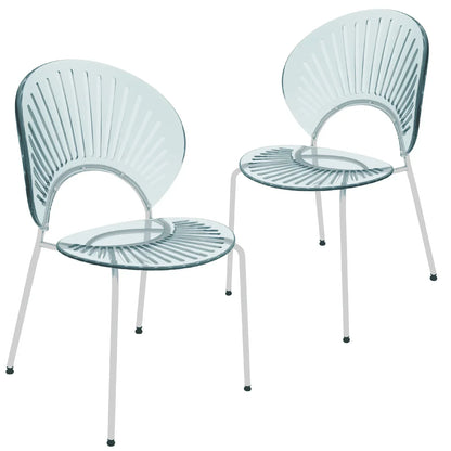 Opulent Modern Plastic Dining Chair in Chrome Metal Legs Set of 2 - Elax Furniture