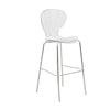 Oyster Mid-Century Modern Acrylic Barstool with Steel Frame in Chrome Finish for Kitchen and Dining Room
