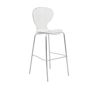 Oyster Mid-Century Modern Acrylic Barstool with Steel Frame in Chrome Finish Set of 2 - Elax Furniture