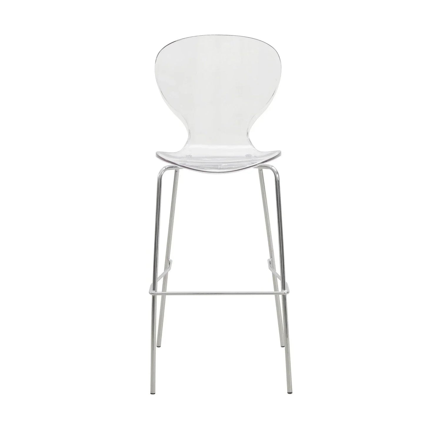 Oyster Mid-Century Modern Acrylic Barstool with Steel Frame in Chrome Finish Set of 2 - Elax Furniture
