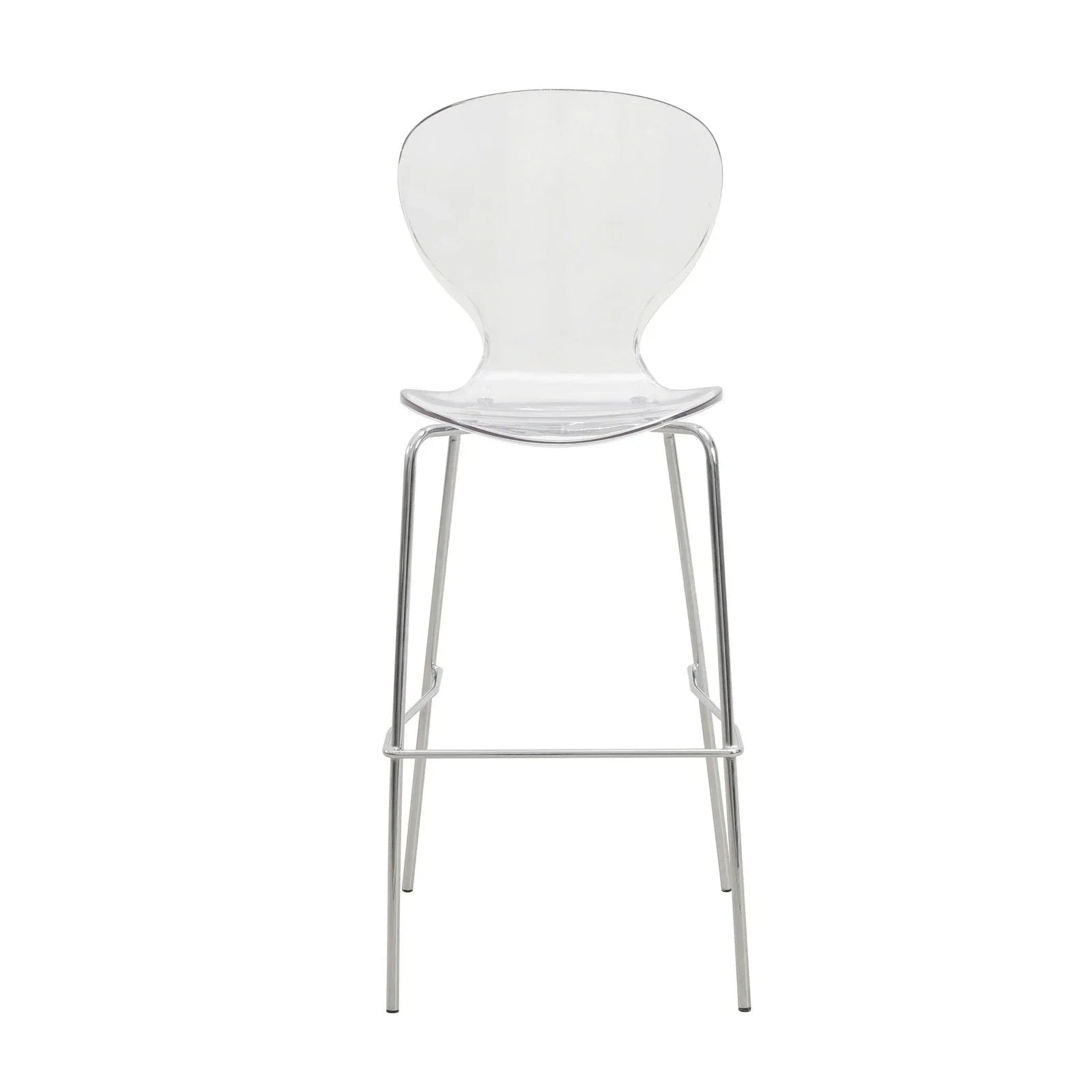 Oyster Mid-Century Modern Acrylic Barstool with Steel Frame in Chrome Finish Set of 2 - Elax Furniture