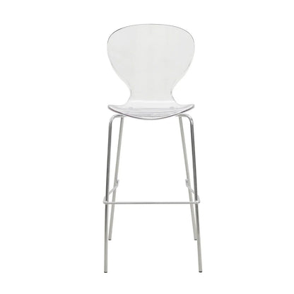 Oyster Mid-Century Modern Acrylic Barstool with Steel Frame in Chrome Finish Set of 2 - Elax Furniture