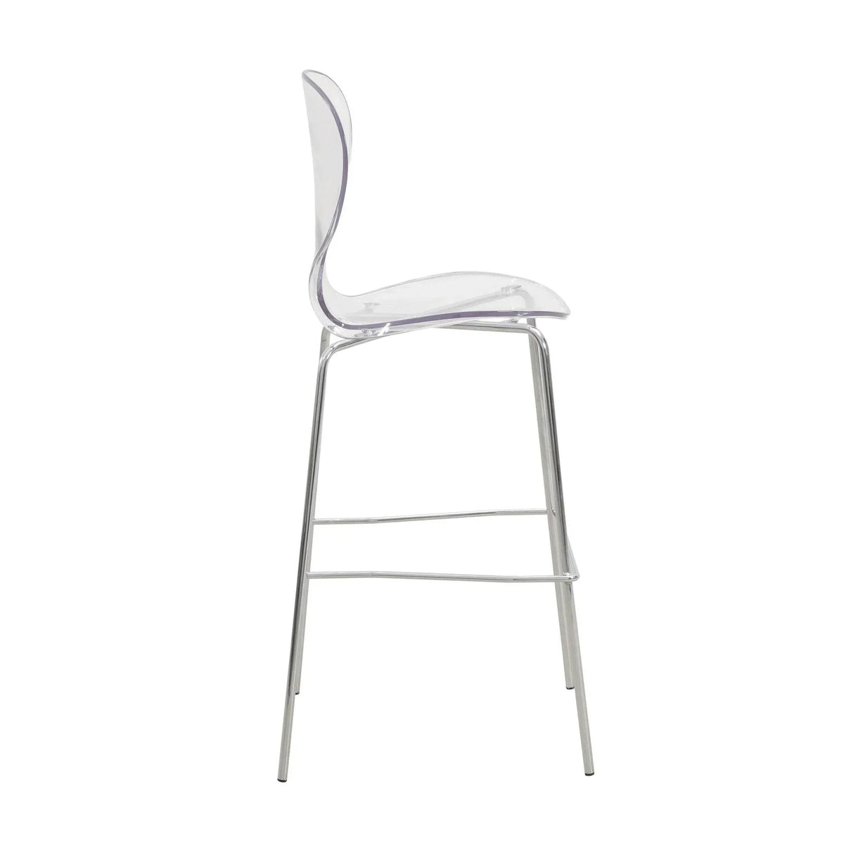 Oyster Mid-Century Modern Acrylic Barstool with Steel Frame in Chrome Finish Set of 2 - Elax Furniture