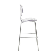 Oyster Mid-Century Modern Acrylic Barstool with Steel Frame in Chrome Finish Set of 2 - Elax Furniture