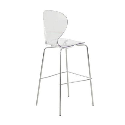 Oyster Mid-Century Modern Acrylic Barstool with Steel Frame in Chrome Finish Set of 2 - Elax Furniture