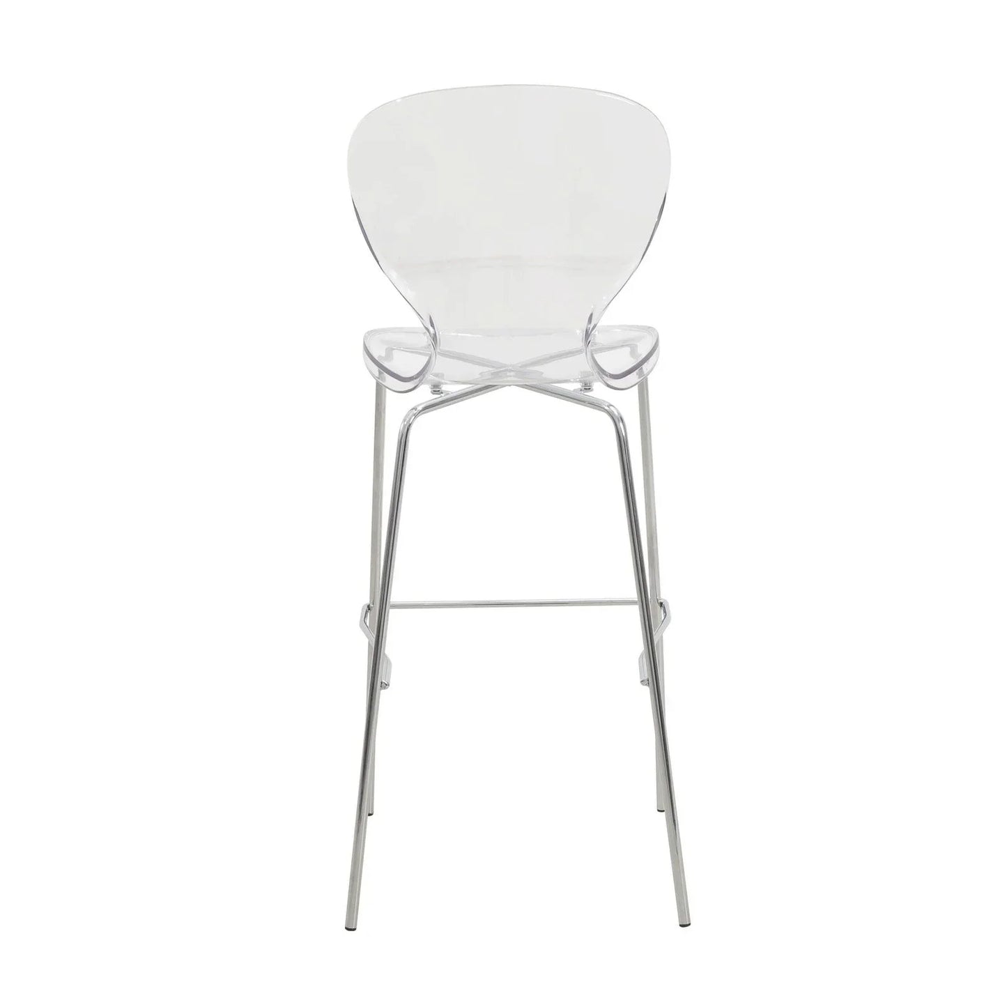 Oyster Mid-Century Modern Acrylic Barstool with Steel Frame in Chrome Finish Set of 2 - Elax Furniture