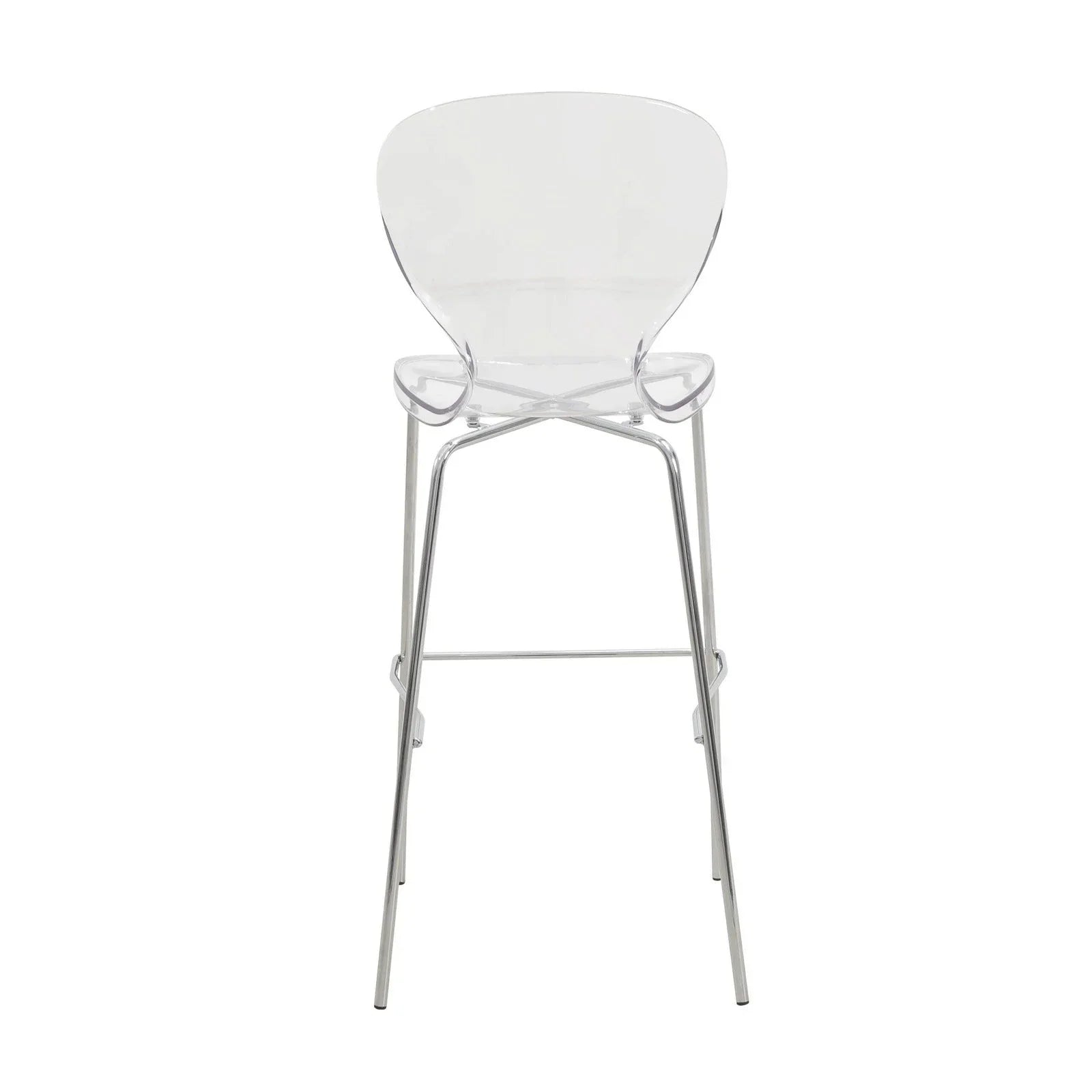 Oyster Mid-Century Modern Acrylic Barstool with Steel Frame in Chrome Finish Set of 2 - Elax Furniture