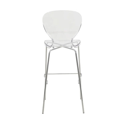 Oyster Mid-Century Modern Acrylic Barstool with Steel Frame in Chrome Finish Set of 2 - Elax Furniture