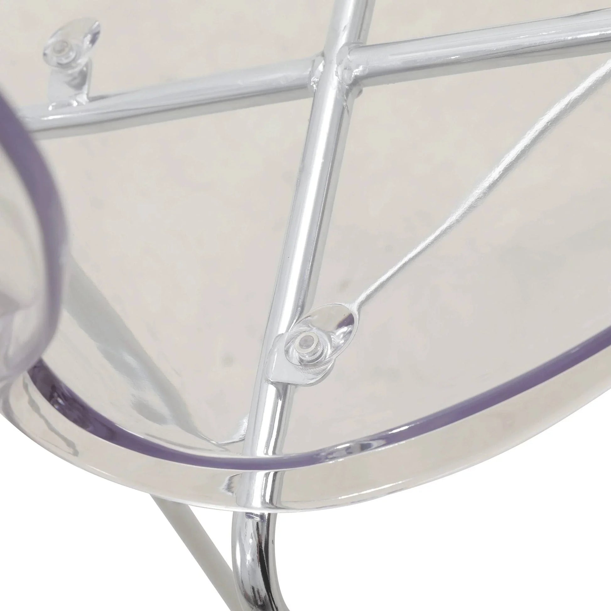 Oyster Mid-Century Modern Acrylic Barstool with Steel Frame in Chrome Finish Set of 2 - Elax Furniture